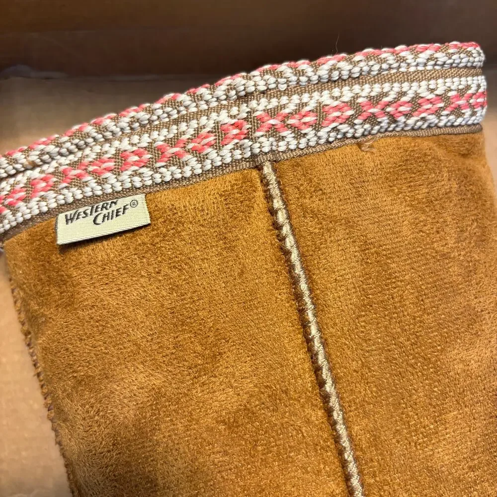 Western Chief Pawnee Mid Calf Boots 9 NWT Tan Ankle Booties Vegan Suede Faux Fur